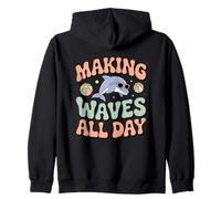 Making Waves All Day Dolphin Fun Vibes Zip Hoodie