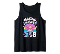 Making Waves At 8 Cute Mermaid Birthday Girl Tank Top