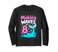 Making Waves At 8 Mermaid Eighth Birthday Girl Long Sleeve T-Shirt