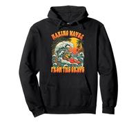 Making Waves From The Grave Skeleton Surfing Vintage Pullover Hoodie