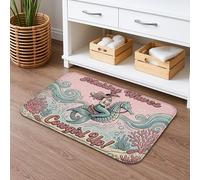 Making Waves Quick Dry Bath Mat, Mermaid Coral Pattern Absorbent Non Slip Shower Mat, Summer Coastal Flannel Washable Bath Rugs for Bathroom Decorative 20x32 Inch