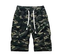 MakingDa Camo Mens Cargo Shorts with Pockets Cotton Chino Summer Combat Work Short Drawstring Elasticated Waist Slim Fit Comfort Casual Plain Golf Shorts Lounge Relaxed Holiday Beach Camouflage XXXXL