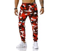 MakingDa Camouflage Tracksuit Bottoms Men Camo Jogging Sports Trousers Cargo Joggers Pants Skinny Elastic Waist Drawstring Multi Pocket Work Combat Gym Sweatpants-Red-32