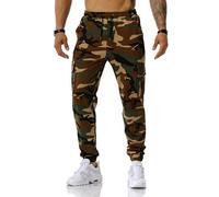 MakingDa Camouflage Tracksuit Bottoms Men Camo Jogging Sports Trousers Cargo Joggers Pants Skinny Elastic Waist Drawstring Multi Pocket Work Combat Gym Sweatpants-Army Green-34