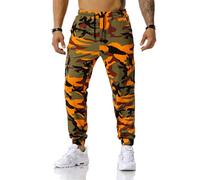 MakingDa Camouflage Tracksuit Bottoms Men Camo Jogging Sports Trousers Cargo Joggers Pants Skinny Elastic Waist Drawstring Multi Pocket Work Combat Gym Sweatpants-Orange-36