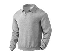 MakingDa Collared Sweatshirt Men Long Sleeve Casual Smart Quarter Zip Polo Neck Jumpers Retro Jacquard Knitted Tops Regular Fit Winter Pullover Knitwear-Grey-3XL