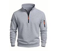 MakingDa Men’s 1/4 Zip Sweatshirts Long Sleeve Pullover Fleece Sweater Stand Collar Pocket Jumpers Casual Cuff Solid Regular Fit Top Shirt Grey M