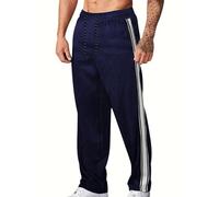 MakingDa Men’s Corduroy Sweatpants Regular Fit Straight Leg Joggers Side Striped Tracksuit Bottoms Drawstring Elasticated Waist Sport Athletic Pants Navy Blue L