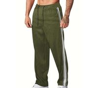 MakingDa Men’s Corduroy Sweatpants Regular Fit Straight Leg Joggers Side Striped Tracksuit Bottoms Drawstring Elasticated Waist Sport Athletic Pants Dark Green XXL