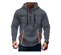 MakingDa Mens 1/4 Zip Hoodies Long Sleeve Pullover Zipped Chest Pocket Cuffed Shirts Hoody Fleece Slim Fit Casual Daily Hooded Sweatshirts Dark Grey M