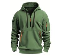 MakingDa Mens 1/4 Zip Pullover Hoodie Zipped Pocket Fleece Drawstring Long Sleeve Tracksuit Tops Cuff Shirts Hooded Loose Fit Casual Classic Fashion Work Hoody Sweatshirts Light Green S