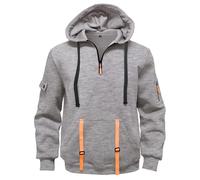 MakingDa Mens 1/4 Zip Pullover Hoodie Zipped Pocket Fleece Drawstring Long Sleeve Tracksuit Tops Cuff Shirts Hooded Loose Fit Casual Classic Fashion Work Hoody Sweatshirts Grey L