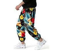MakingDa Mens Baggy Floral Printed Hippie Trousers Flower Pattern Wide Leg Sweatpants Joggers Harem Pants 3D Patterned Hippy Bottoms for Beach Yoga Jogging Dance-6-3XL