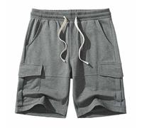 MakingDa Mens Cargo Shorts Cotton Gym Yoga Shorts Drawstrings Elastic Waist Pockets Running Work Home Beach Darkgrey XXL