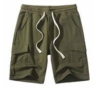 MakingDa Mens Cargo Shorts Cotton Gym Yoga Sweatpants with Multi Pockets Workwear Running Work Home ArmyGreen S