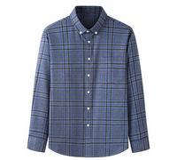 MakingDa Mens Flannel Checked Shirt Long Sleeve Regular fit Casual Work Lumberjack Brushed Chequered Jacket Button Down Plaid Shirts with Pocket-Black Blue-S