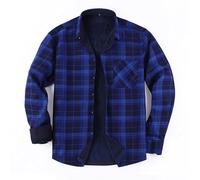 MakingDa Mens Flannel Checked Shirt Winter Fleece Warm Casual Plaid Padded Shirts Lumberjack Work Thermal Long Sleeve Regular fit Button Down Chequered Jacket-Plaid Style 6-L