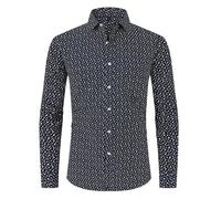 MakingDa Mens Floral Dress Shirt Long Sleeve Slim fit Funky Flower Printed Casual Smart Button Down Patterned Formal Shirts for Holiday Party 70s Disco-Style 6-M
