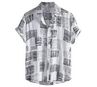 MakingDa Mens Hawaiian Shirts Short Sleeved Summer Casual Shirts Beach Holiday Aloha Hawaiian Shirt Button Down Funky Funny Floral Printed Shirt C-White XXL