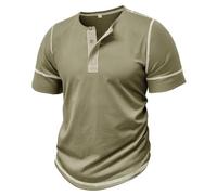 MakingDa Mens Henley Shirts Summer Short Sleeve Henley Neck Button Rergular Fit Casual Soft Breathable Lightweight Solid Vintage Grandad Shirt Classic Fashion Golf Basic Tee Tops Green 2XL