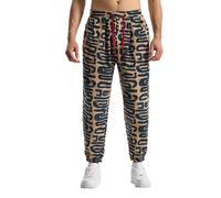 MakingDa Mens Hippy Trousers Baggy Cotton Boho Patterned Harem Pants | Bohemian Colourful Printed, Funky Hippie Clothes, Cuffed, Elastic Waist with Drawstring, 2 Pockets, for Lounge, Yoga, Beach