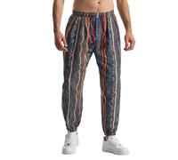 MakingDa Mens Hippy Trousers Baggy Cotton Boho Patterned Harem Pants | Bohemian Colourful Printed, Funky Hippie Clothes, Cuffed, Elastic Waist with Drawstring, 2 Pockets, for Lounge, Yoga, Beach