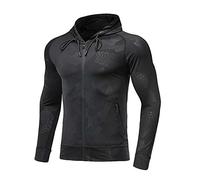 MakingDa Mens Hoodies Zip Up Running Jacket Hooded Breathable Tracksuit Top Lightweight Sweatshirt Comfy Gym Clothes for Jogging Work Out-Black-3XL