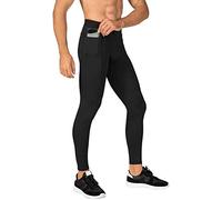 MakingDa Men's Jogger Sports Compression Pants, Workout Active Running Tights Leggings, Cool Dry Technical Training Baselayer Gym with Zip Pocket（Black，S）
