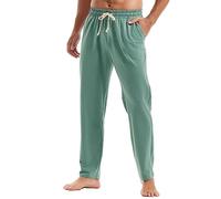 MakingDa Mens Joggers Sweat Pants Casual Cotton Gym Yoga Trousers Open Hem Tracksuit Bottoms Jogging Sports Summer Beach Thin Green L