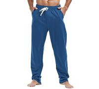 MakingDa Mens Joggers Sweat Pants Casual Cotton Gym Yoga Trousers Open Hem Tracksuit Bottoms Jogging Sports Summer Beach,Blue L