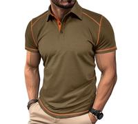 MakingDa Mens Polo Shirts Short Sleeve Smart Slim Fit Collared T Shirts Slim Fit Summer Soft Breathable Lightweight Tshirt Golf Running Work Tee Tops Fashion Casual Sports Khaki M