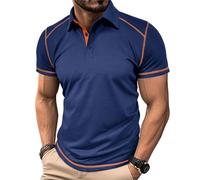 MakingDa Mens Polo Shirts Short Sleeve Smart Slim Fit Collared T Shirts Slim Fit Summer Soft Breathable Lightweight Tshirt Golf Running Work Tee Tops Fashion Casual Sports Blue M