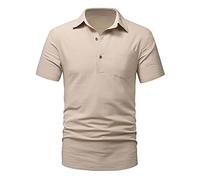 MakingDa Mens Polo Shirts Short Sleeve Summer Quick Dry Lightweight Breathable Golf Casual Smart Collared Beach Tops Regular Fit Plain Work Wear Shirts with Breast Pocket-Khaki-M
