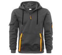 MakingDa Mens Quarter Zip Pullover Hoodie Zipped Pocket Fleece Drawstring Long Sleeve Tracksuit Tops Cuffed Shirts Hoody Loose Fit Casual Classic Fashion Work Hooded Sweatshirts Dark Grey XL