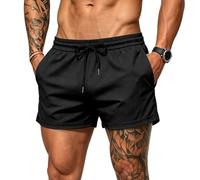 MakingDa Mens Running Gym Sport Shorts Breathable Quick Dry Summer Outdoor Workout Training Athletic Shorts with Pockets Drawstring Elastic Waist-Black-M
