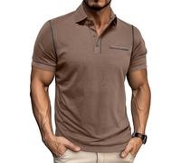MakingDa Men's Short Sleeve Polo Shirts Regular Fit Stretch Lightweight Plain Collared Shirts Wicking Breathable Classic Soft Summer Tee Top Khaki S