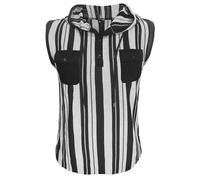 MakingDa Men's Sleeveless Athletic Tank Tops Chest Pocket Buttons Stripe Muscle Slim Fit Summer Hoodies Gym Training Sport Training Lightweight Boxing Running Fashion Vest White L