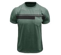 MakingDa Mens Tshirt Short Sleeve Crew Neck Stripes Chest Pocket Summer Slim Fit T Shirts Casual Soft Tee Tops Green M