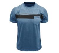 MakingDa Mens Tshirt Short Sleeve Crew Neck Stripes Chest Pocket Summer Slim Fit T Shirts Casual Soft Tee Tops Blue L