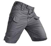 MakingDa Men's Urban Tactical Shorts Waterproof Anti-Scratch Lightweight Breathable Cargo Pants for Casual Work Outdoor Hiking Grey XS