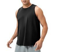 MakingDa Men's Vest Sports Tank Tops Summer Basic Plain Sleeveless T Shirt Lightweight Breathable Muscle Fit Gym Workout Tanktop-Black-L