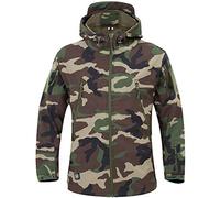 MakingDa Mens Waterproof Jackets Winter Casual Hooded Coat Softshell Fleece Warm Lined Multi Zipper Pockets Lightweight Running Jackets Breathable Tactical Military Backpacking Cardigan（JungleCamo，S）