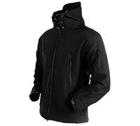 MakingDa Mens Waterproof Jackets Winter Smart Casual Hooded Coat Softshell Fleece Lined Multi Zipper Pockets Hunting Light Sweatshirt Cozy Tactical Military Camping Cardigan（Black，M）