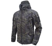 MakingDa Mens Waterproof Jackets Winter Smart Casual Hooded Coat Softshell Fleece Lined Multi Zipper Pockets Hunting Light Sweatshirt Cozy Tactical Military Camping Cardigan（NightCamo，M）