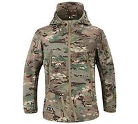 MakingDa Mens Waterproof Jackets Winter Smart Casual Hooded Coat Softshell Fleece Lined Multi Zipper Pockets Hunting Light Sweatshirt Cozy Tactical Military Camping Cardigan(CP Camo,M)