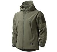 MakingDa Mens Waterproof Jackets Winter Smart Casual Hooded Coat Softshell Fleece Lined Multi Zipper Pockets Hunting Light Sweatshirt Cozy Tactical Military Camping Cardigan（Green，M）