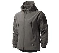 MakingDa Mens Waterproof Jackets Winter Smart Casual Hooded Coat Softshell Fleece Lined Multi Zipper Pockets Hunting Sweatshirt Fishing Skiing Camping Traveling Climbing Cardigan(Grey,XL)
