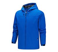 MakingDa Outdoor Waterproof Jackets Men Hooded Windproof Rain Coat Zip Pockets Slim Fit Hiking Work Fishing Everyday Wear Windbreaker-Blue-2XL