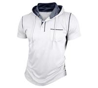 MakingDa Short Sleeve Hoodie Men's Workout Gym Pullover Hooded Shirt Athletic Pocket Muscle Fit Summer Sweatshirt Lightweight Running Boxing Hiking Sport Hoodys Shirts White S