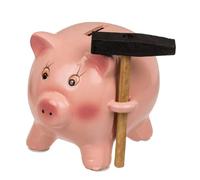 makio Ceramic Money Bank with Hammer - Small Children's Classic Pig Design - Original Piggy Bank for Gift